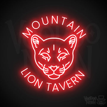 Mountain Lion Tavern Neon Sign - Red