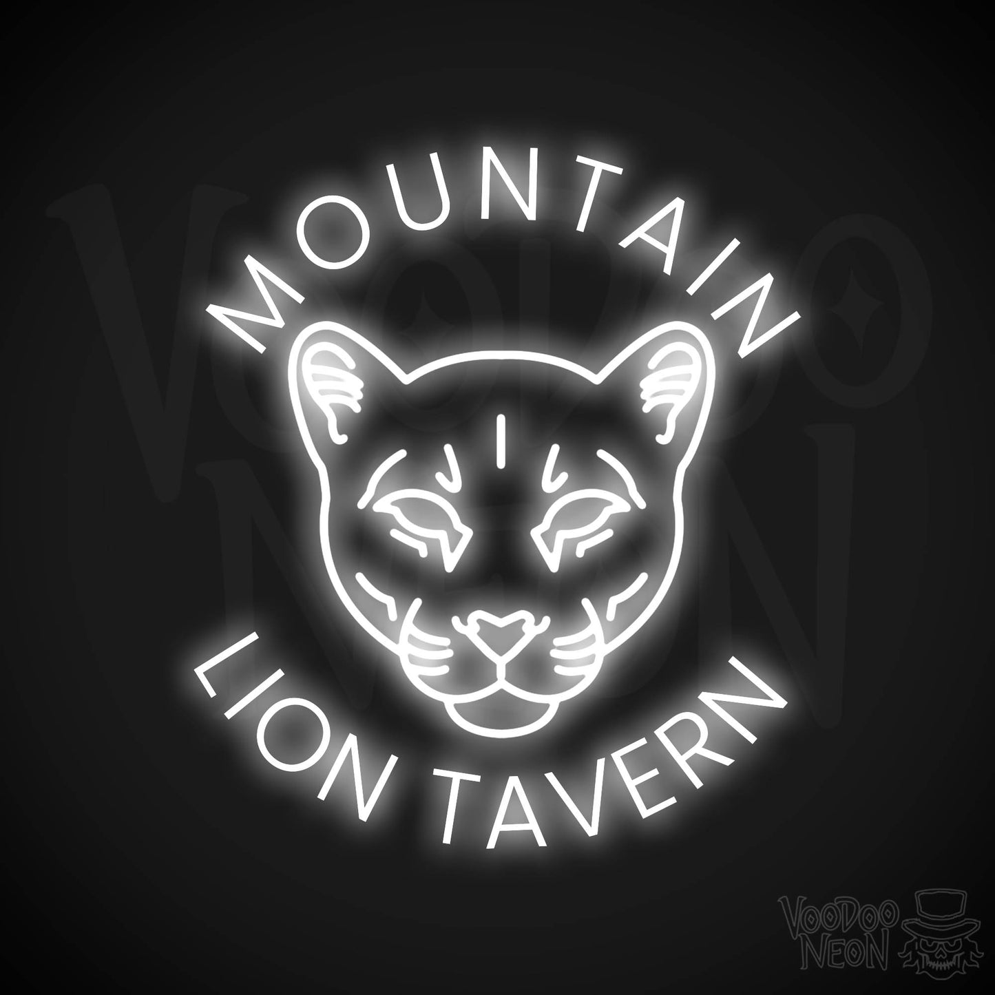 Mountain Lion Tavern Neon Sign - White