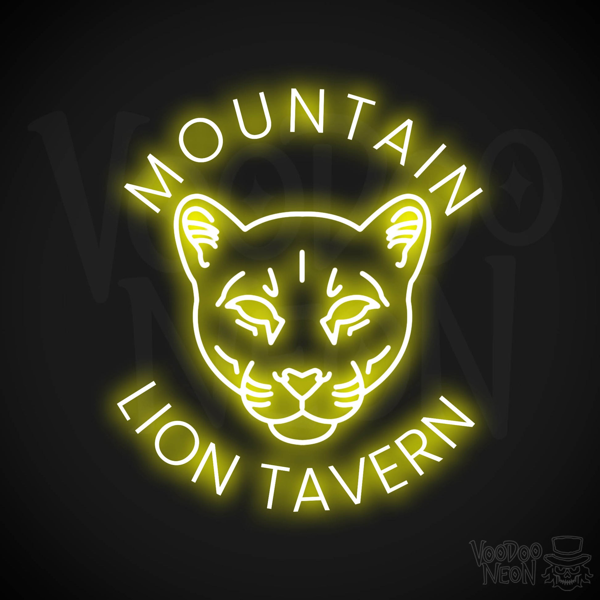 Mountain Lion Tavern Neon Sign - Yellow