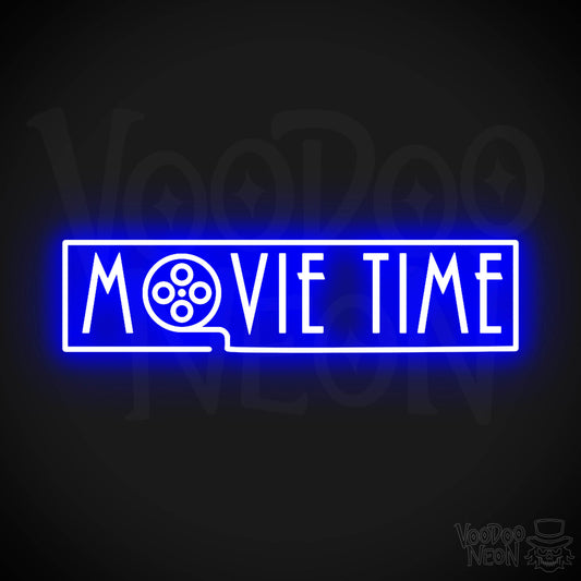 Movie Time Neon Sign - Neon Movie Time Sign - Color Dark Blue