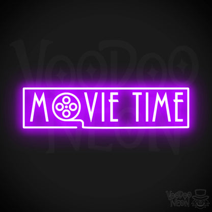 Movie Time Neon Sign - Neon Movie Time Sign - Color Purple