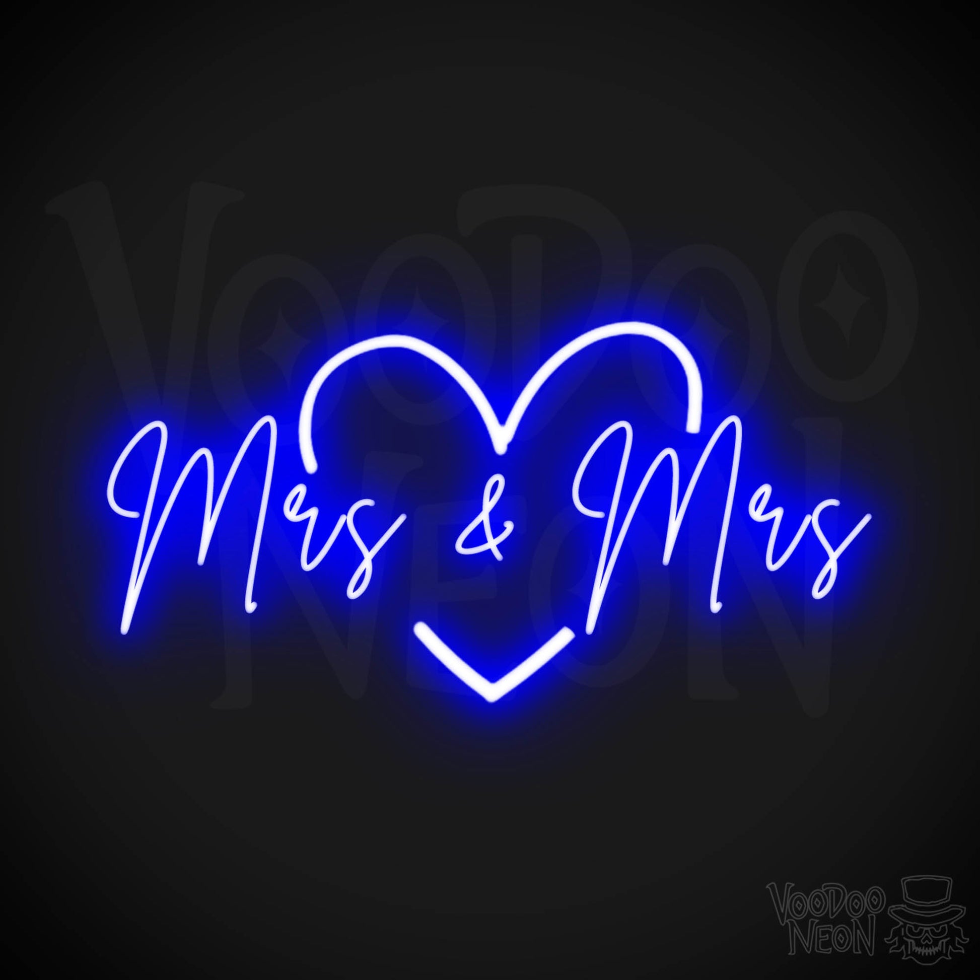 Mrs & Mrs Neon Sign - Mrs & Mrs Sign - Wedding Sign - LED Lights - Color Dark Blue