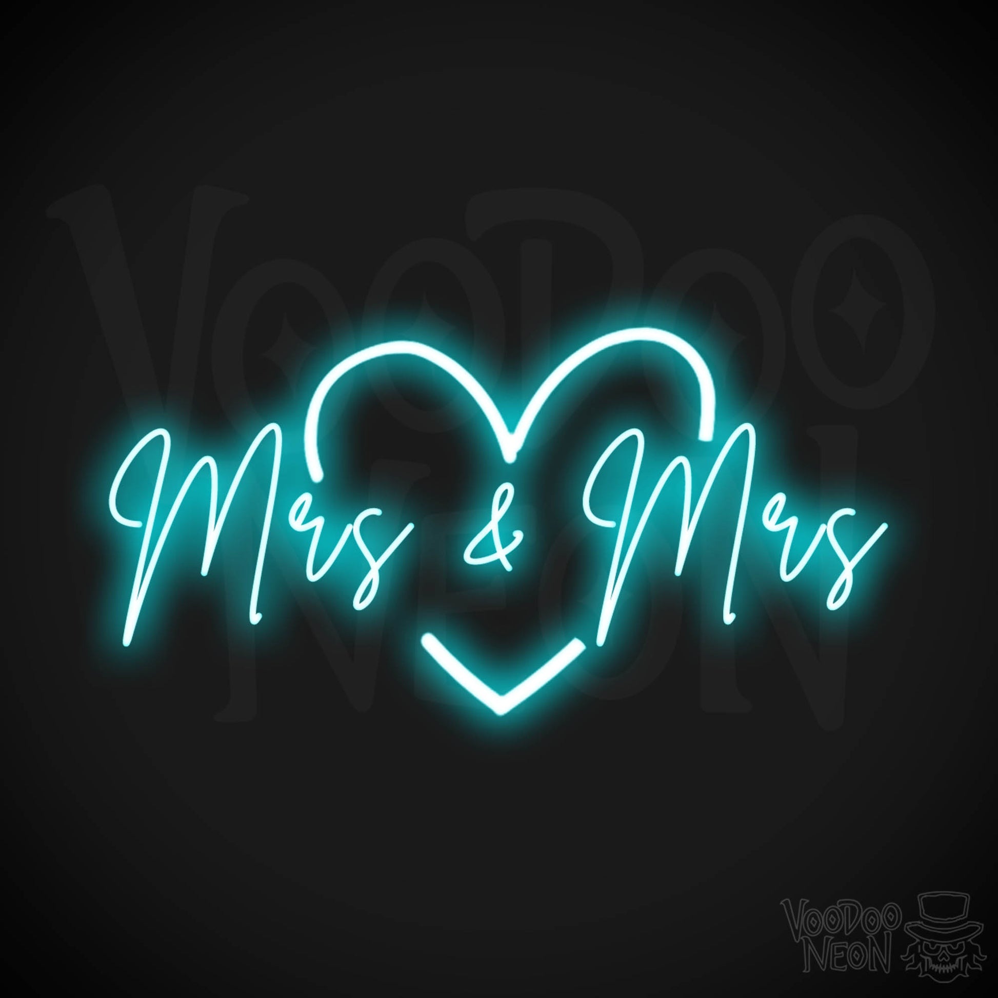 Mrs & Mrs Neon Sign - Mrs & Mrs Sign - Wedding Sign - LED Lights - Color Ice Blue