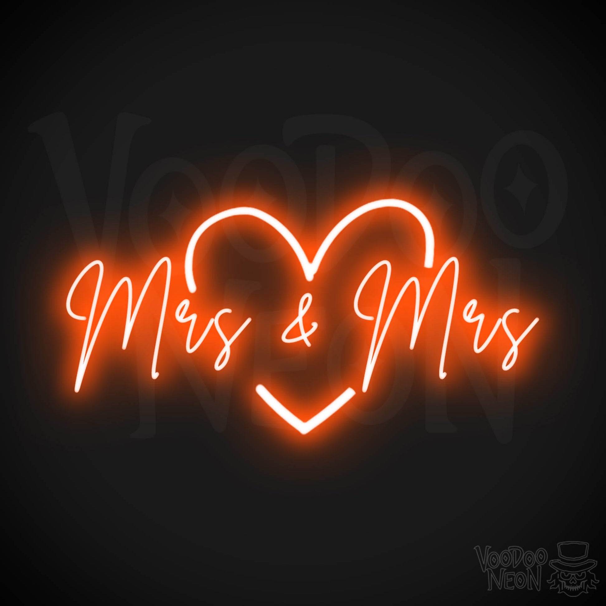 Mrs & Mrs Neon Sign - Mrs & Mrs Sign - Wedding Sign - LED Lights - Color Orange
