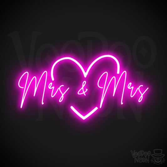 Mrs & Mrs Neon Sign - Mrs & Mrs Sign - Wedding Sign - LED Lights - Color Pink
