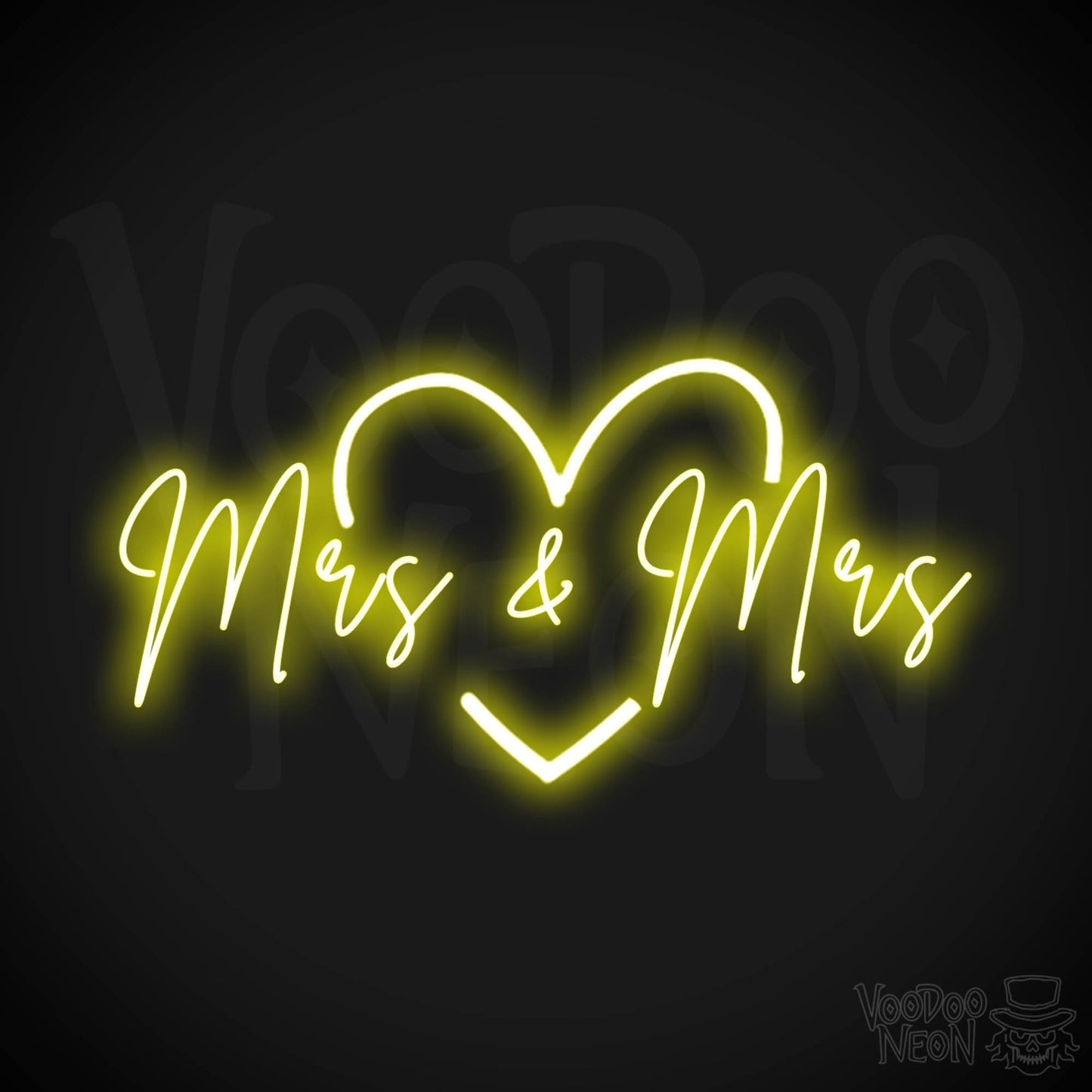 Mrs & Mrs Neon Sign - Mrs & Mrs Sign - Wedding Sign - LED Lights - Color Yellow