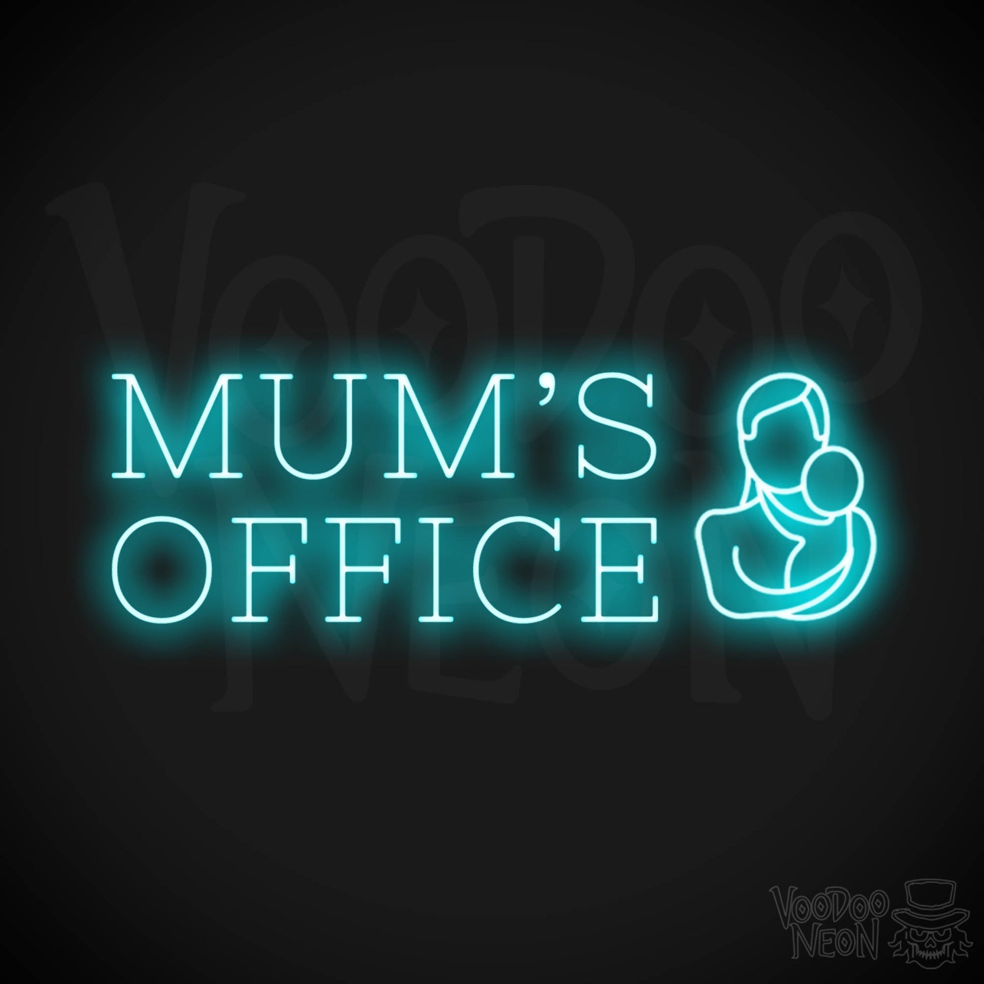 Mums Office Neon Sign - Neon Mums Office Light Up Sign - Mums Office Sign - Color Ice Blue