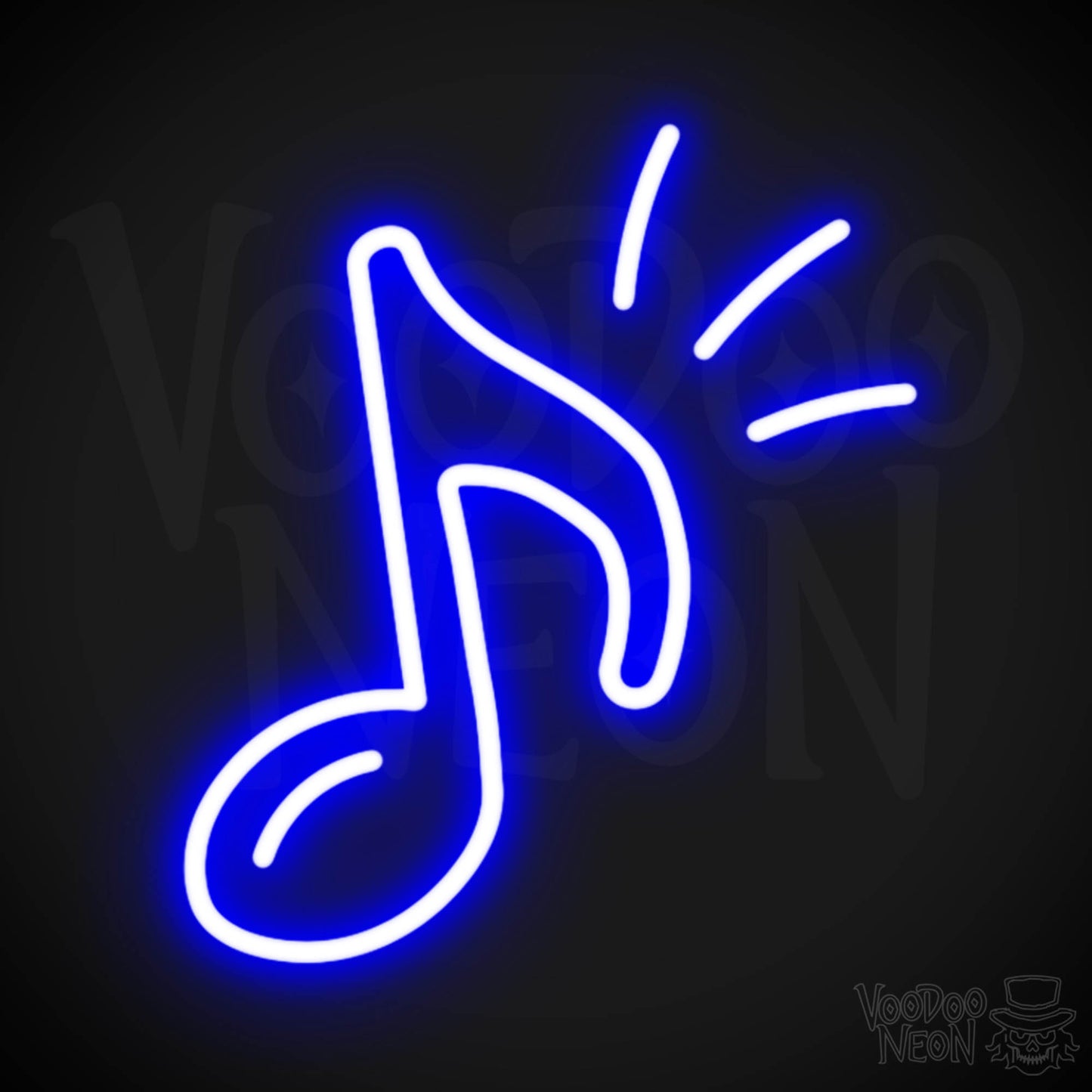 Musical Note Neon Sign - Neon Musical Sign - Musical Neon Wall Art - Color Dark Blue