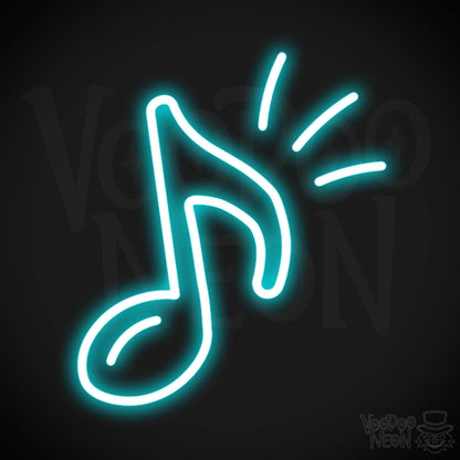 Musical Note Neon Sign - Neon Musical Sign - Musical Neon Wall Art - Color Ice Blue
