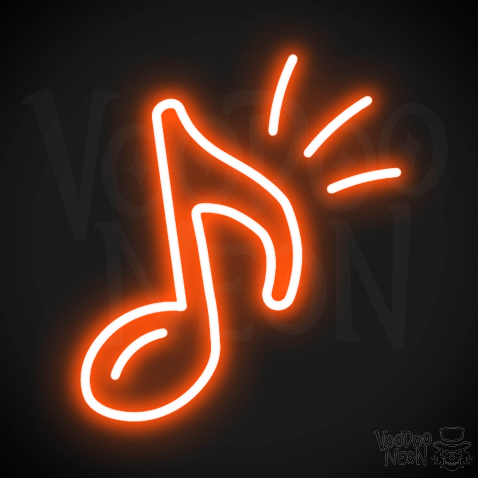 Musical Note Neon Sign - Neon Musical Sign - Musical Neon Wall Art - Color Orange