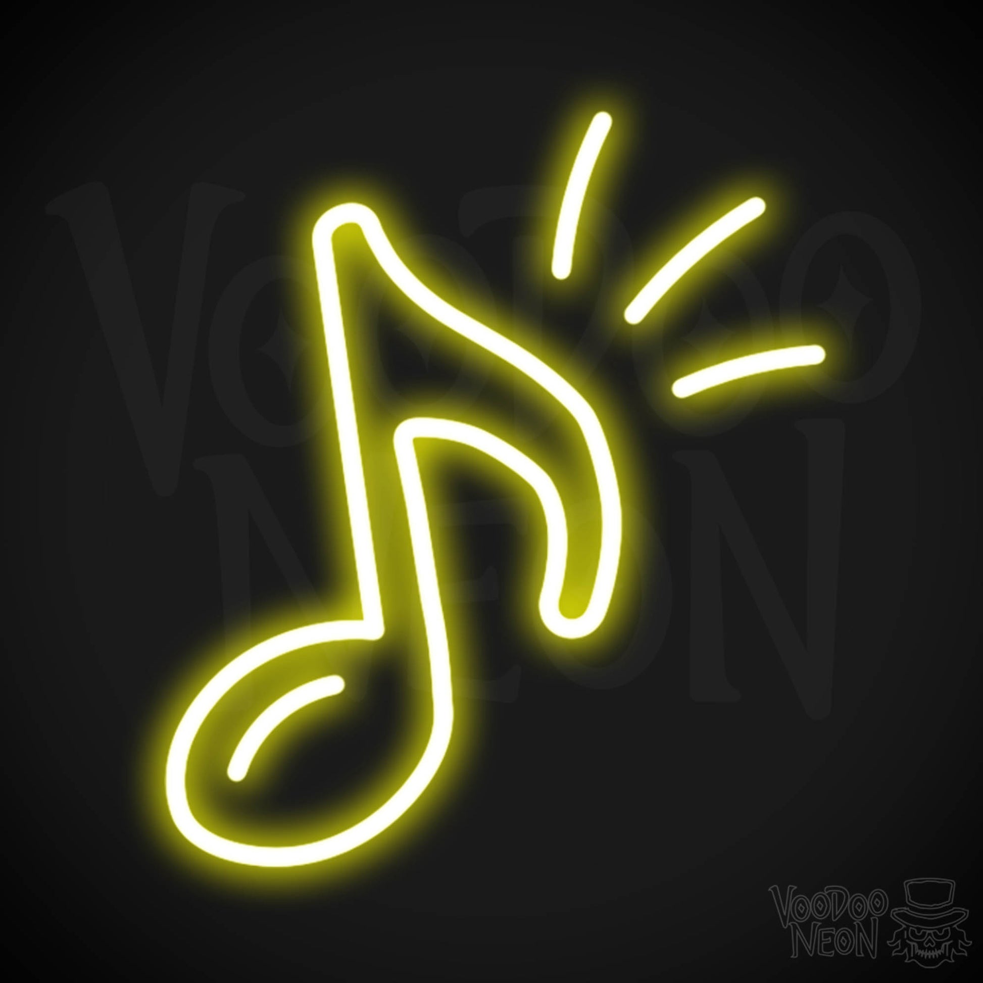 Musical Note Neon Sign - Neon Musical Sign - Musical Neon Wall Art - Color Yellow