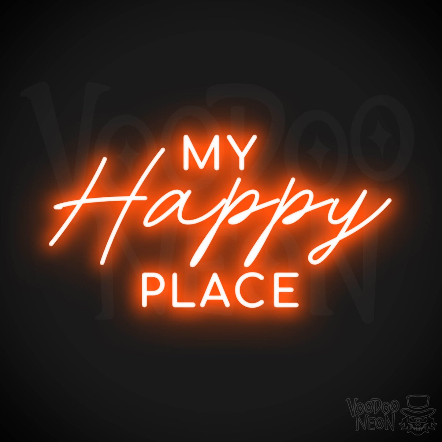 My Happy Place Neon Sign - Neon My Happy Place Sign - Color Orange