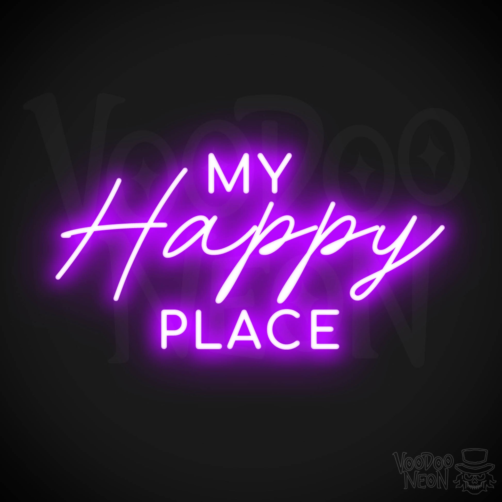 My Happy Place Neon Sign - Neon My Happy Place Sign - Color Purple