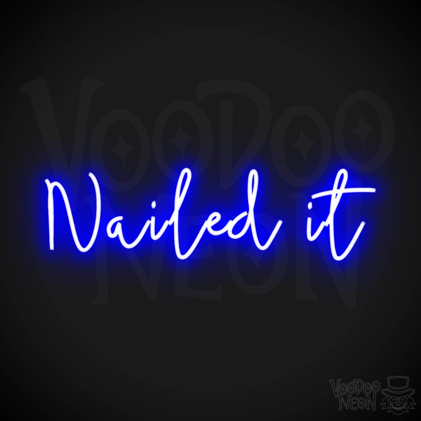 Nailed It Neon Sign - Nail It Sign - Gaming Wall Art - Color Dark Blue