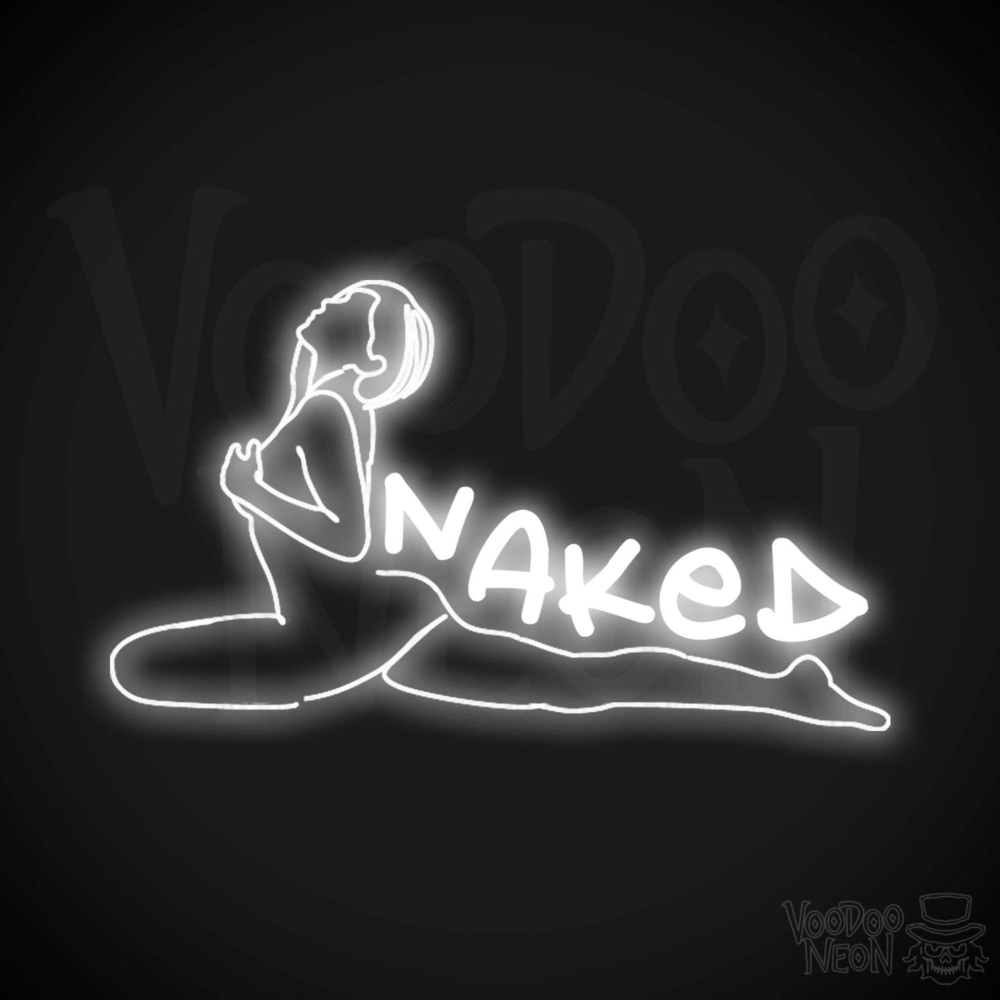 Naked Neon Sign - Neon Naked LED Neon Wall Art - Color White