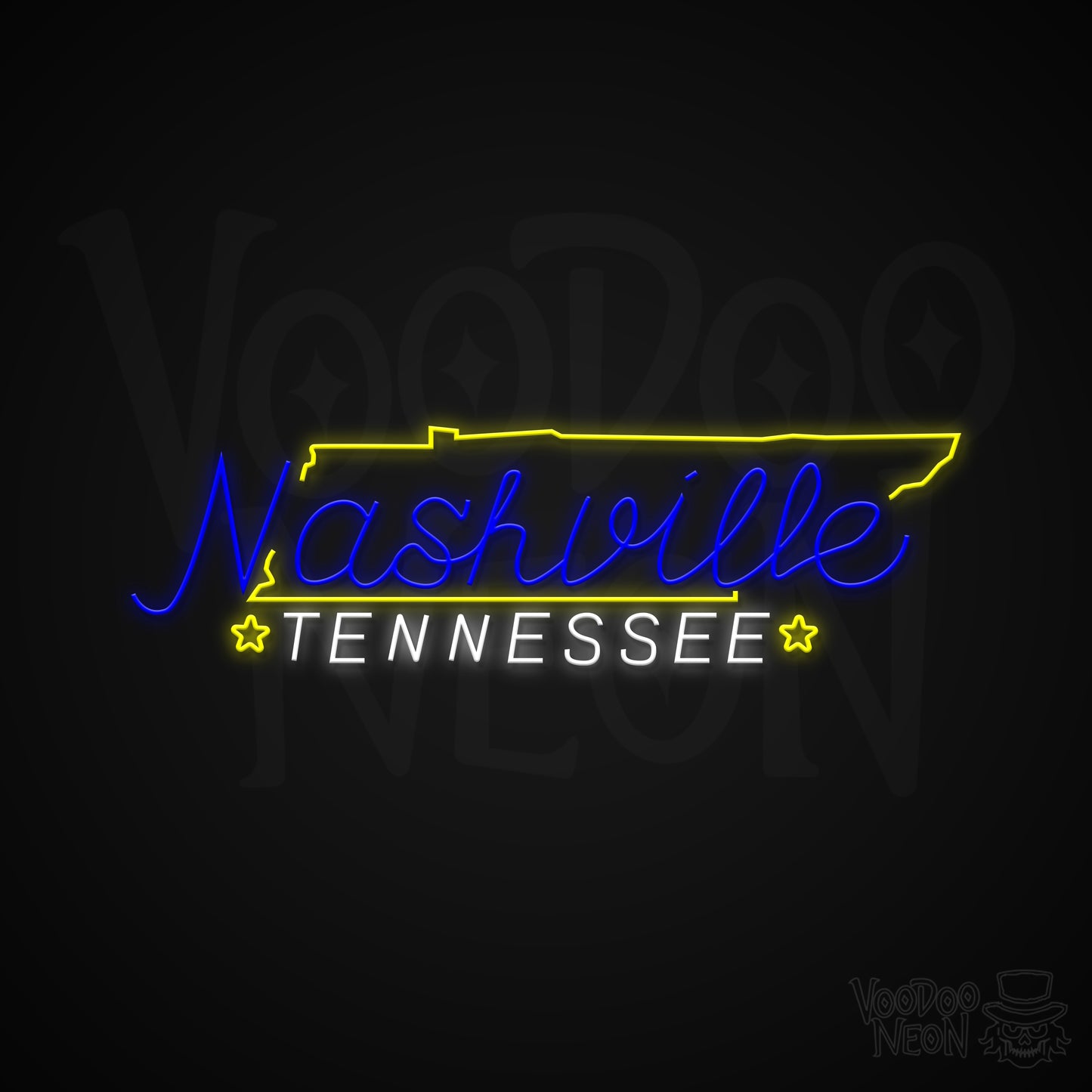 Nashville, Tennessee Neon Sign - Multi-Color