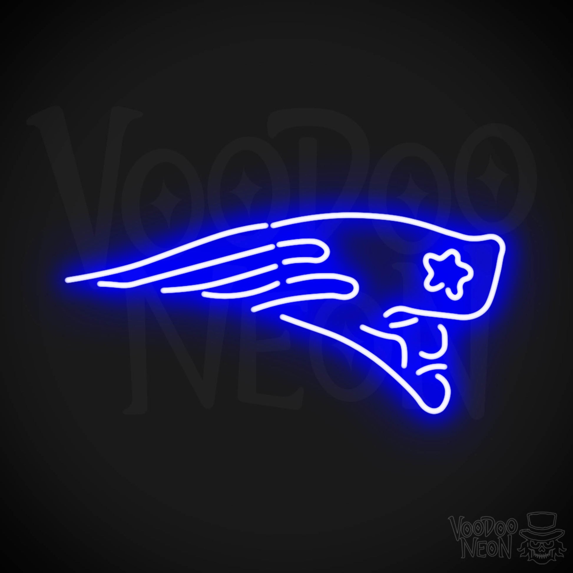 New England Patriots Neon Sign - New England Patriots Sign - Neon Patriots Logo Wall Art - Color Dark Blue