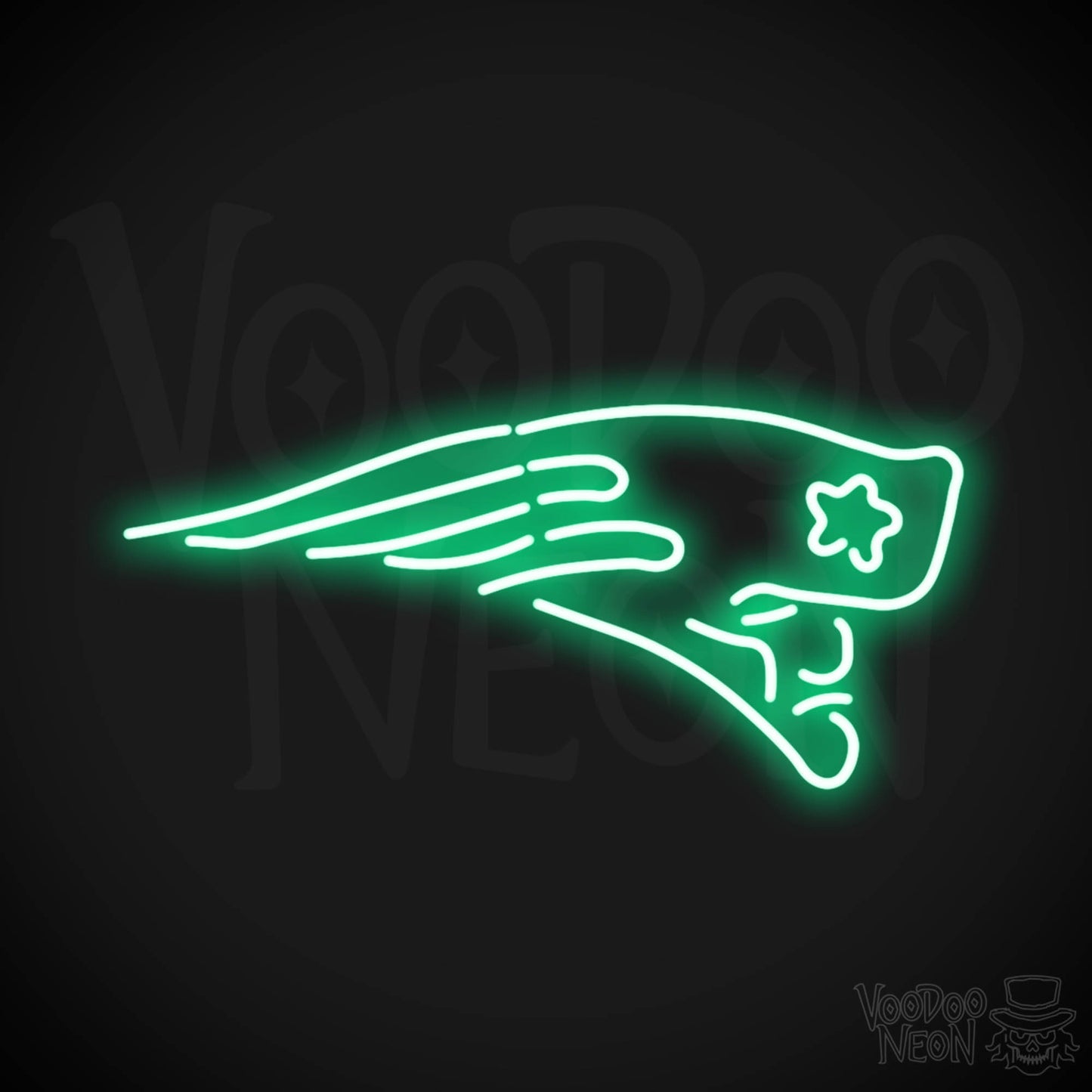 New England Patriots Neon Sign - New England Patriots Sign - Neon Patriots Logo Wall Art - Color Green