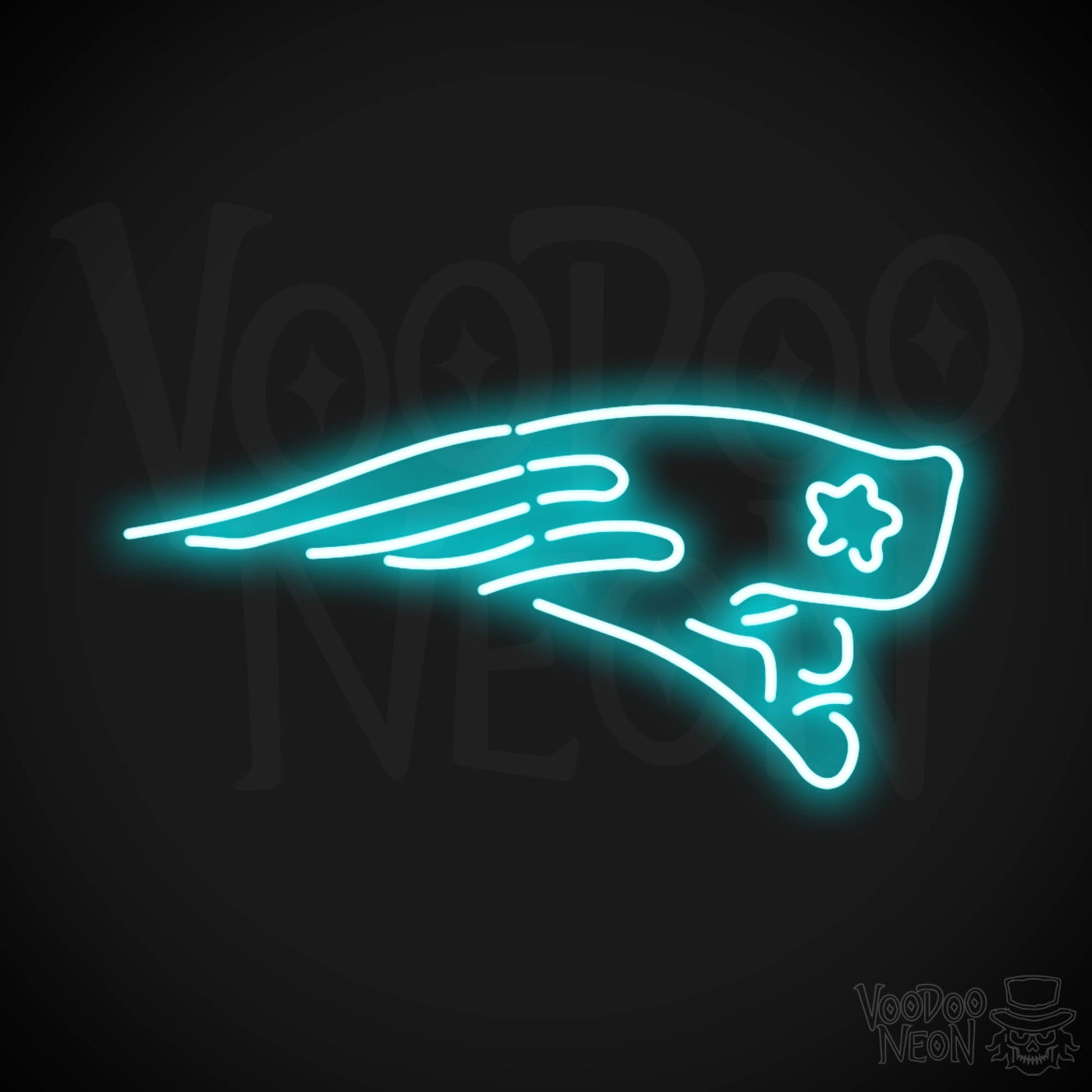 New England Patriots Neon Sign - New England Patriots Sign - Neon Patriots Logo Wall Art - Color Ice Blue