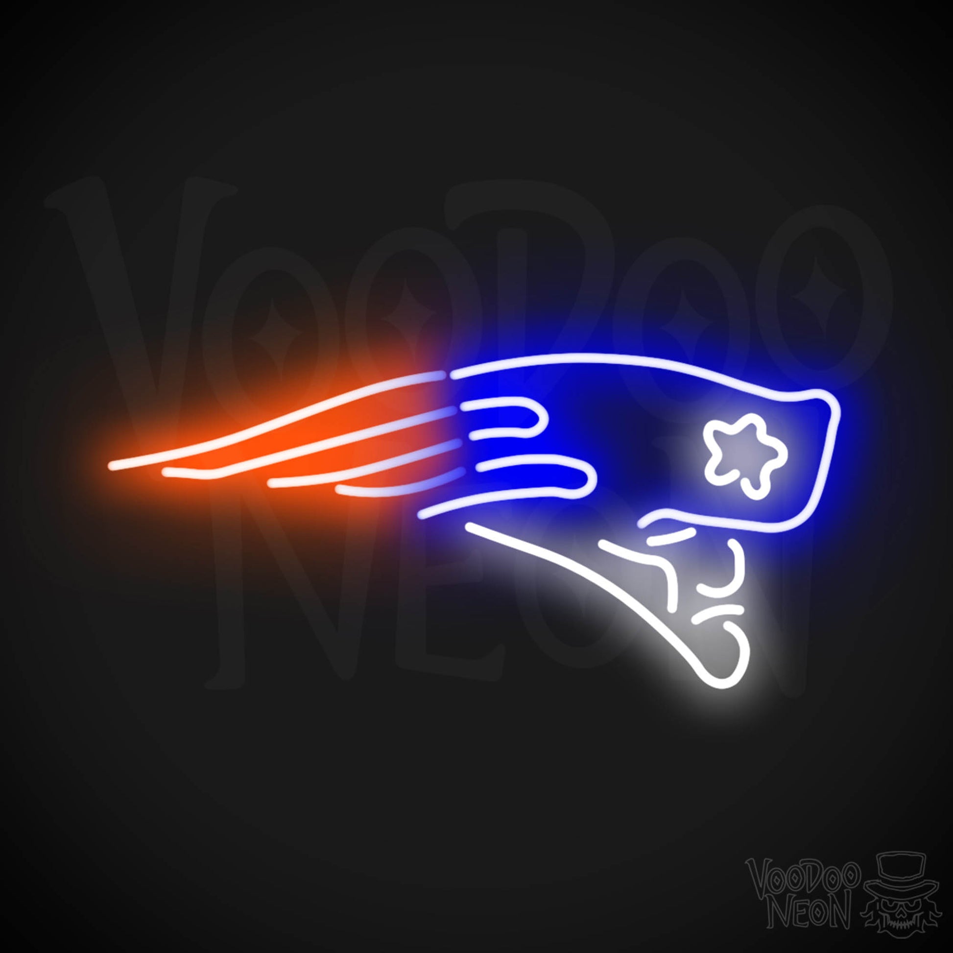 New England Patriots Neon Sign - New England Patriots Sign - Neon Patriots Logo Wall Art - Color Multi-Color
