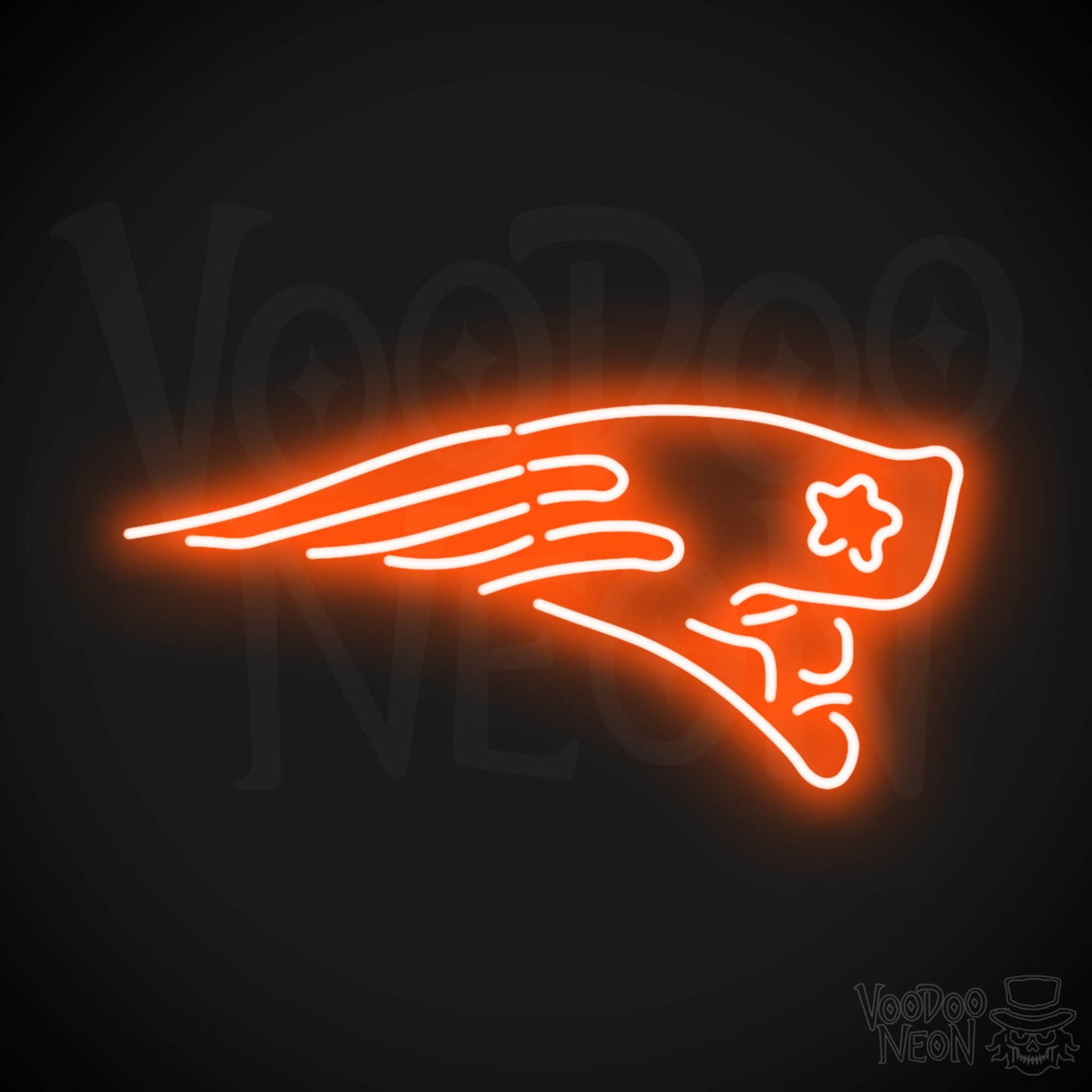 New England Patriots Neon Sign - New England Patriots Sign - Neon Patriots Logo Wall Art - Color Orange