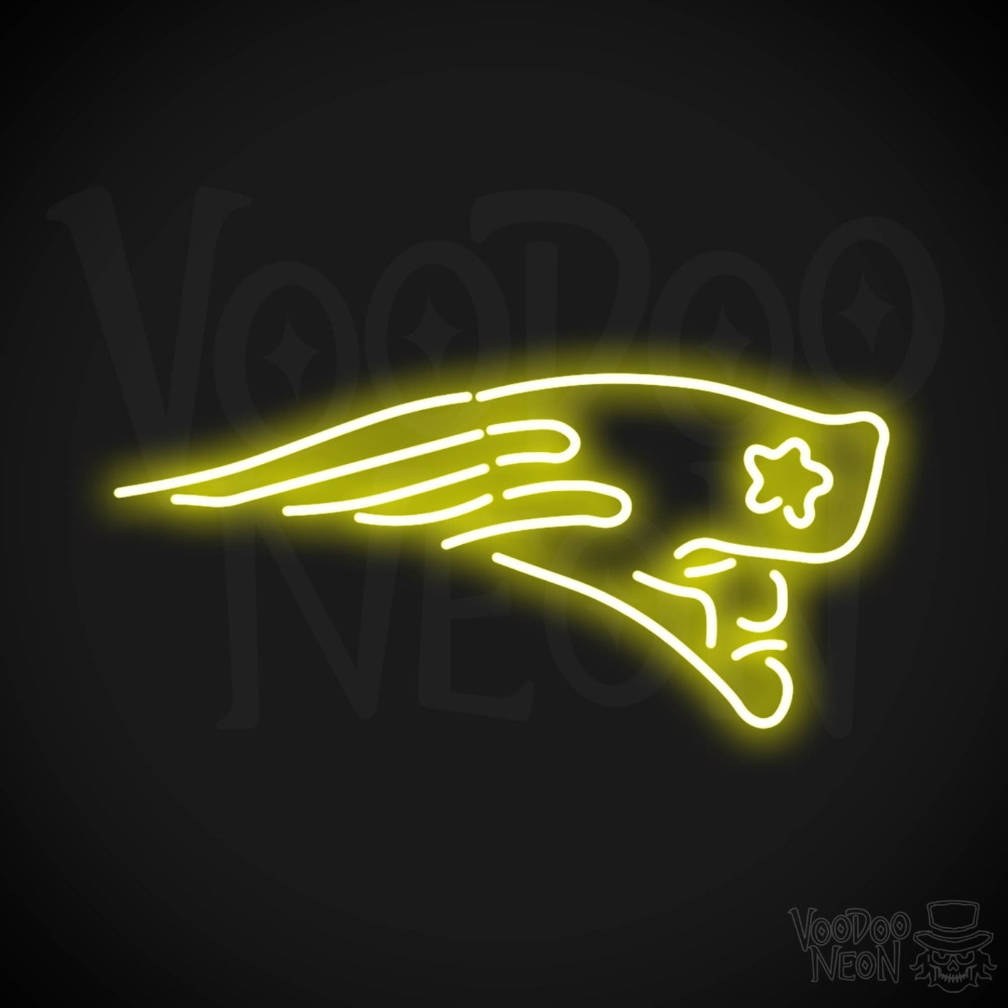 New England Patriots Neon Sign - New England Patriots Sign - Neon Patriots Logo Wall Art - Color Yellow