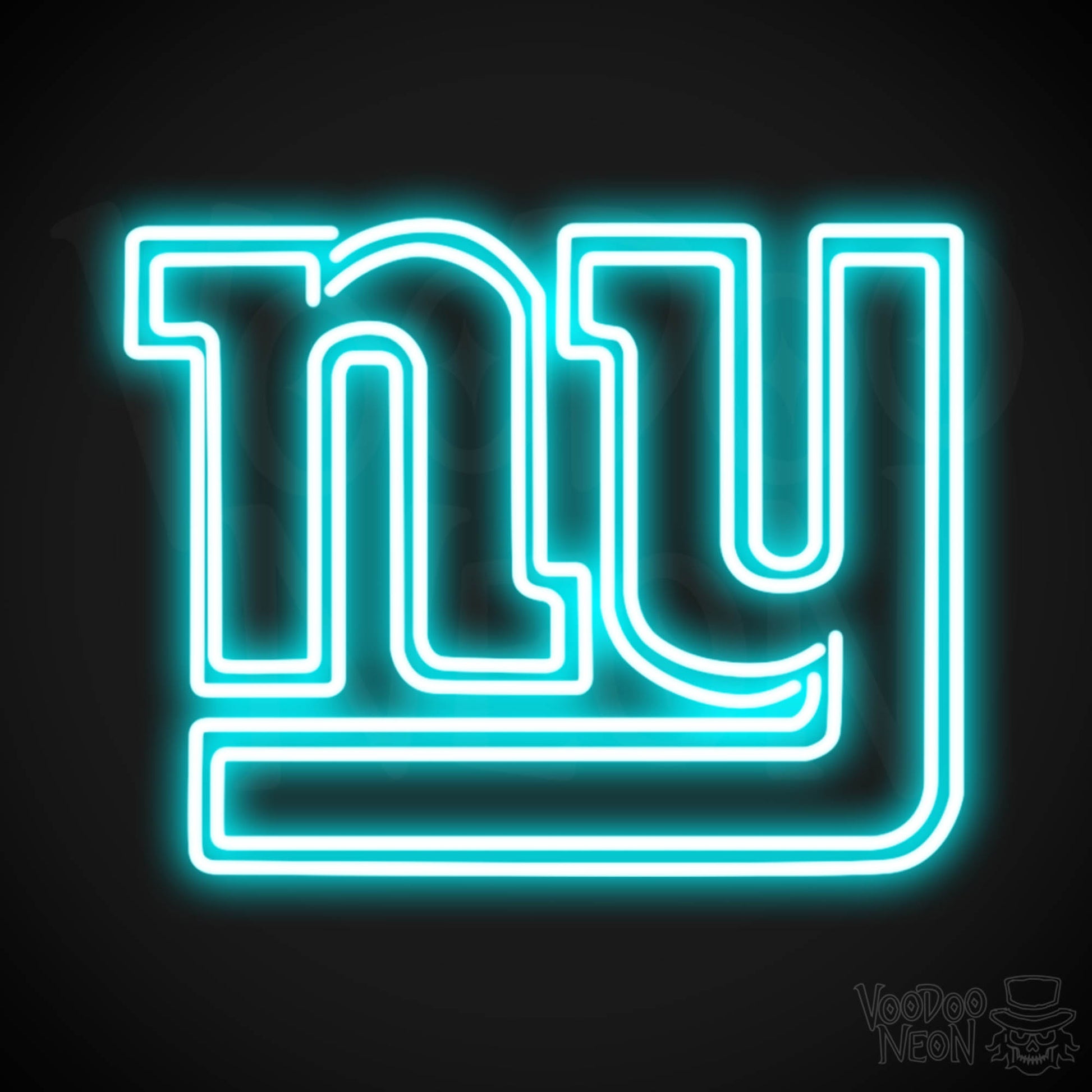 New York Giants Neon Sign - New York Giants Sign - Neon Giants Logo Wall Art - Color Ice Blue