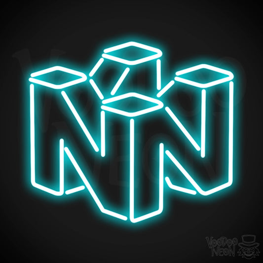 Nintendo Neon Sign - Neon Nintendo Sign - Nintendo Logo Wall Art - Color Ice Blue