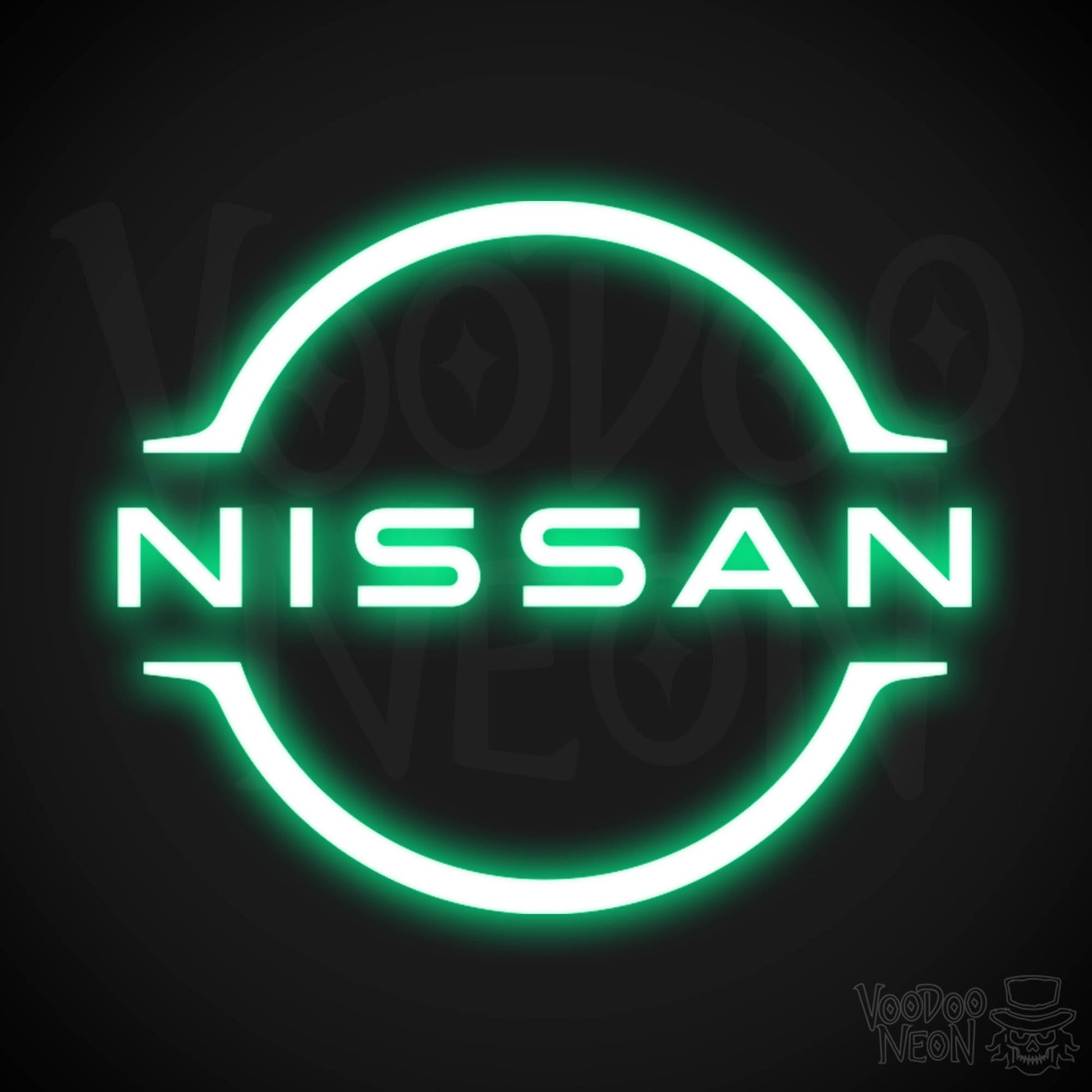 Nissan Neon Sign - Neon Nissan Sign - Nissan Logo Wall Art - Color Green