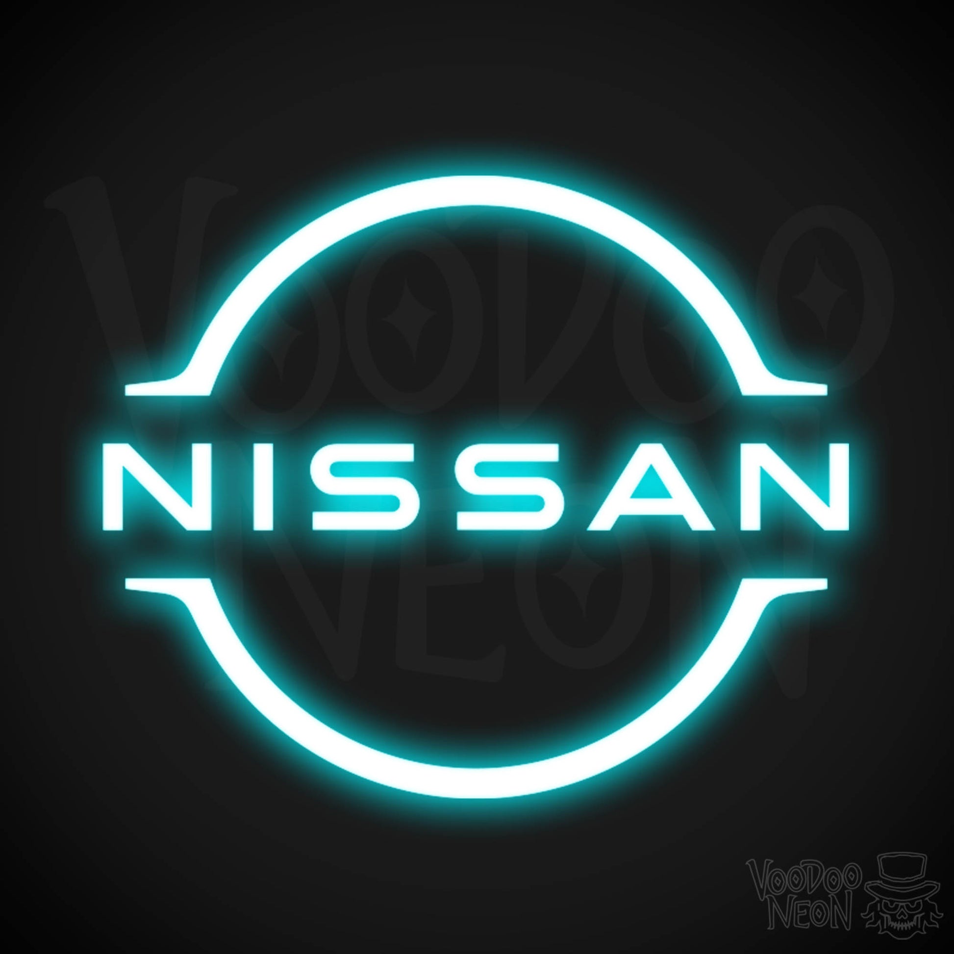 Nissan Neon Sign - Neon Nissan Sign - Nissan Logo Wall Art - Color Ice Blue