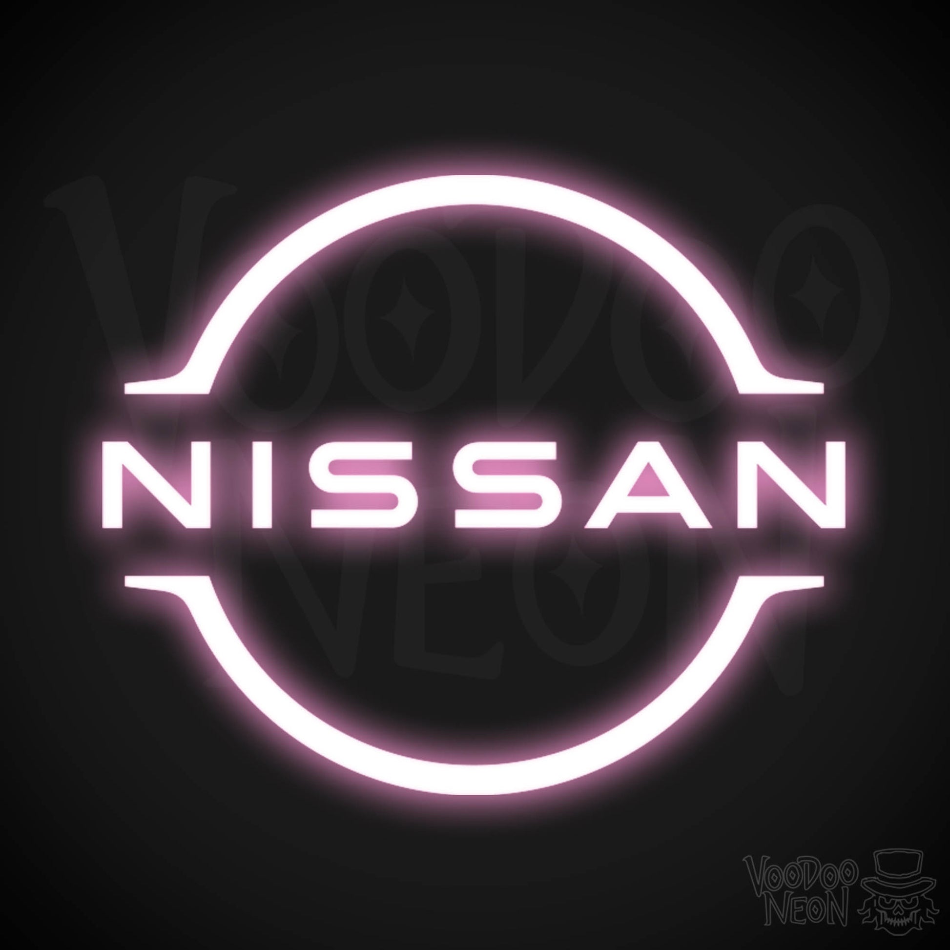 Nissan Neon Sign - Neon Nissan Sign - Nissan Logo Wall Art - Color Light Pink