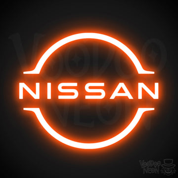 Nissan Neon Sign - Neon Nissan Sign - Nissan Logo Wall Art - Color Orange