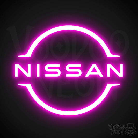 Nissan Neon Sign - Neon Nissan Sign - Nissan Logo Wall Art - Color Pink