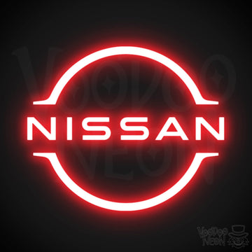 Nissan Neon Sign - Neon Nissan Sign - Nissan Logo Wall Art - Color Red