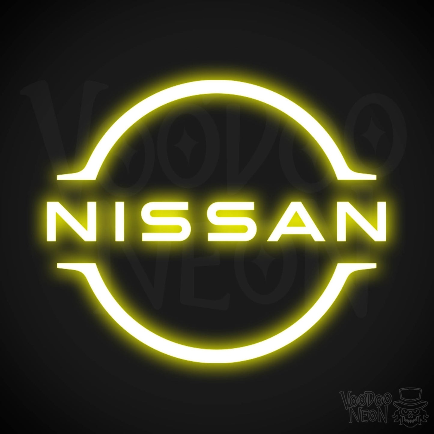 Nissan Neon Sign - Neon Nissan Sign - Nissan Logo Wall Art - Color Yellow