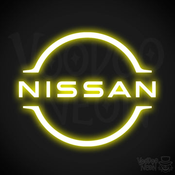 Nissan Neon Sign - Neon Nissan Sign - Nissan Logo Wall Art - Color Yellow