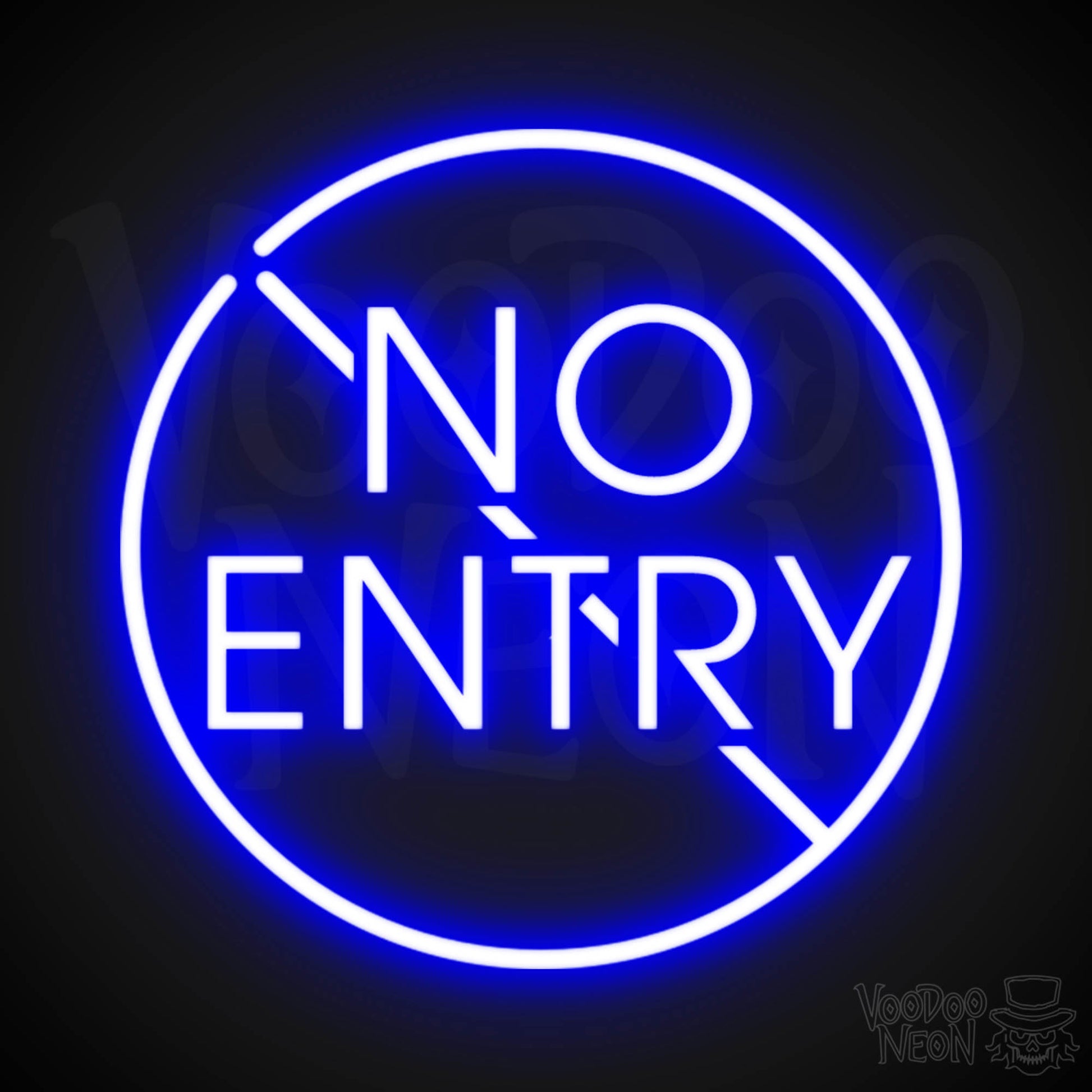 No Entry Neon Sign - Neon No Entry Sign - Color Dark Blue