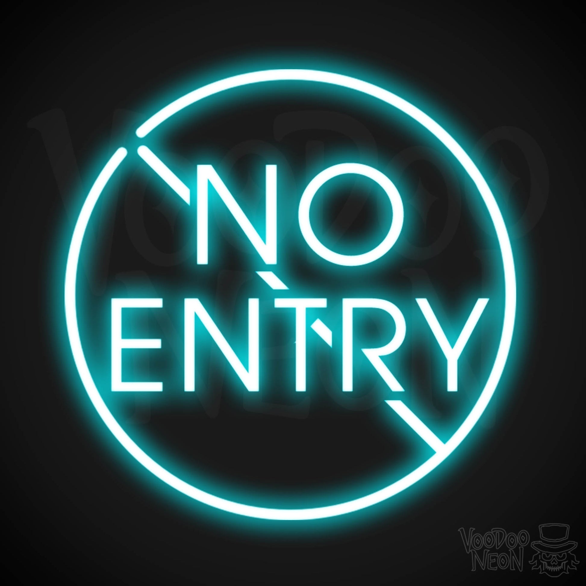 No Entry Neon Sign - Neon No Entry Sign - Color Ice Blue