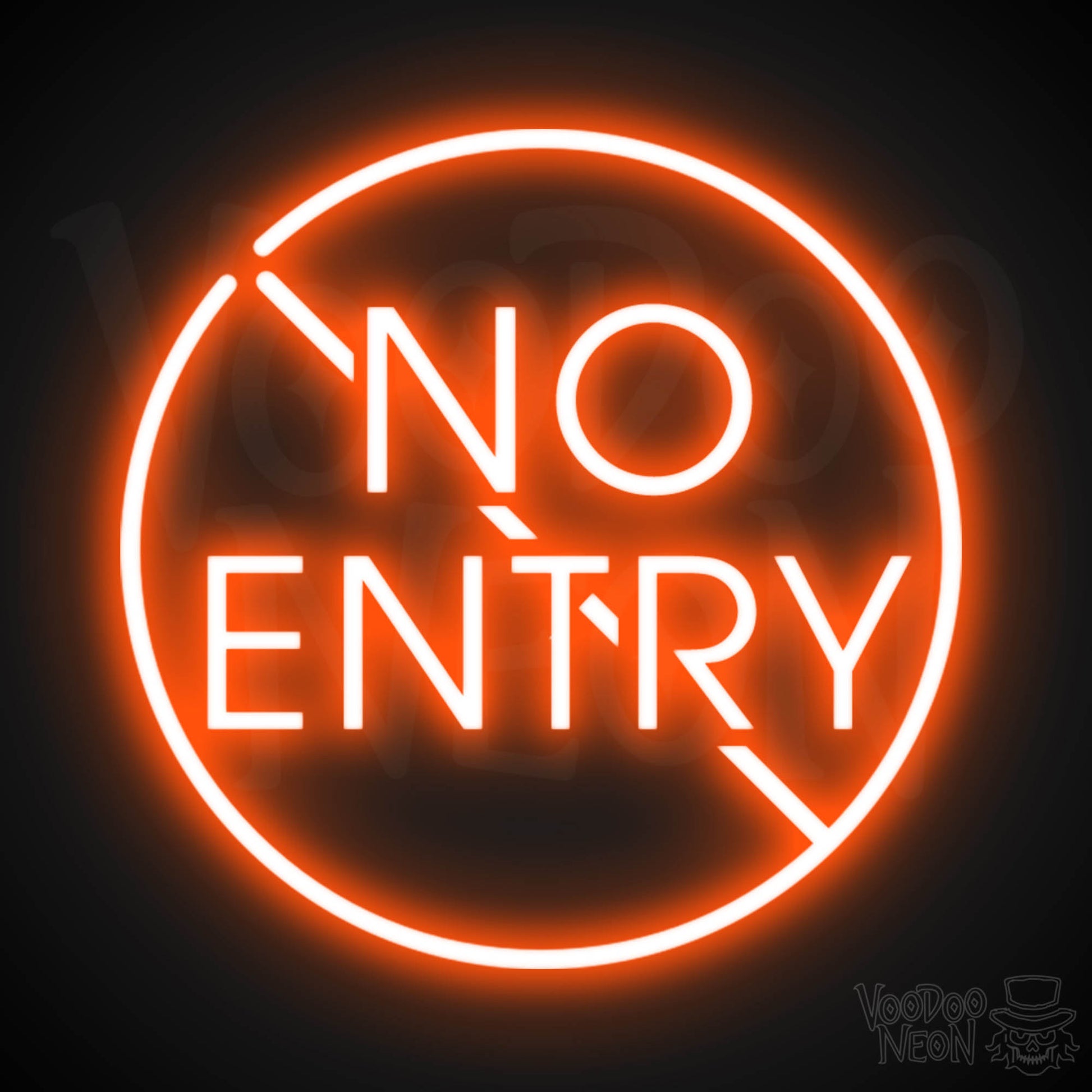 No Entry Neon Sign - Neon No Entry Sign - Color Orange