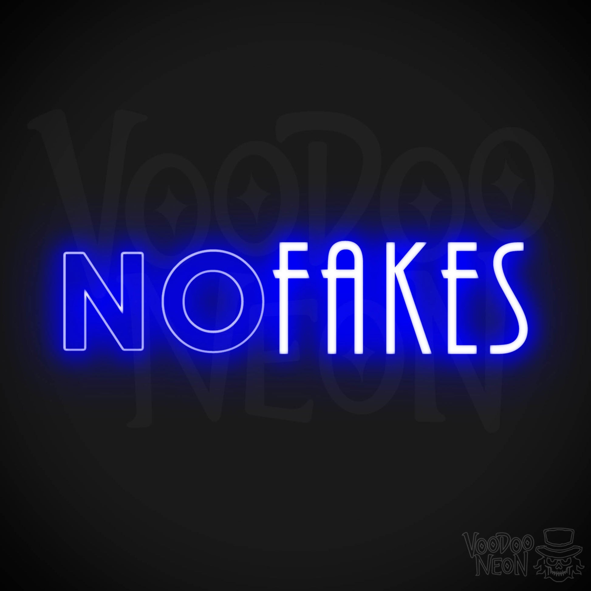 No Fakes Neon Sign - Neon No Fakes Sign - LED Light Wall Art - Color Dark Blue