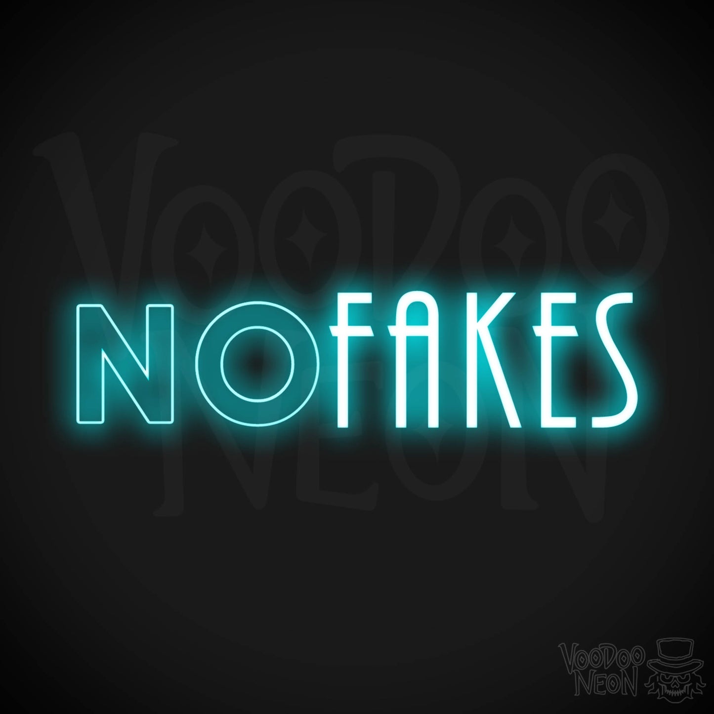 No Fakes Neon Sign - Neon No Fakes Sign - LED Light Wall Art - Color Ice Blue