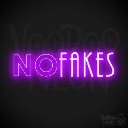 No Fakes Neon Sign - Neon No Fakes Sign - LED Light Wall Art - Color Purple