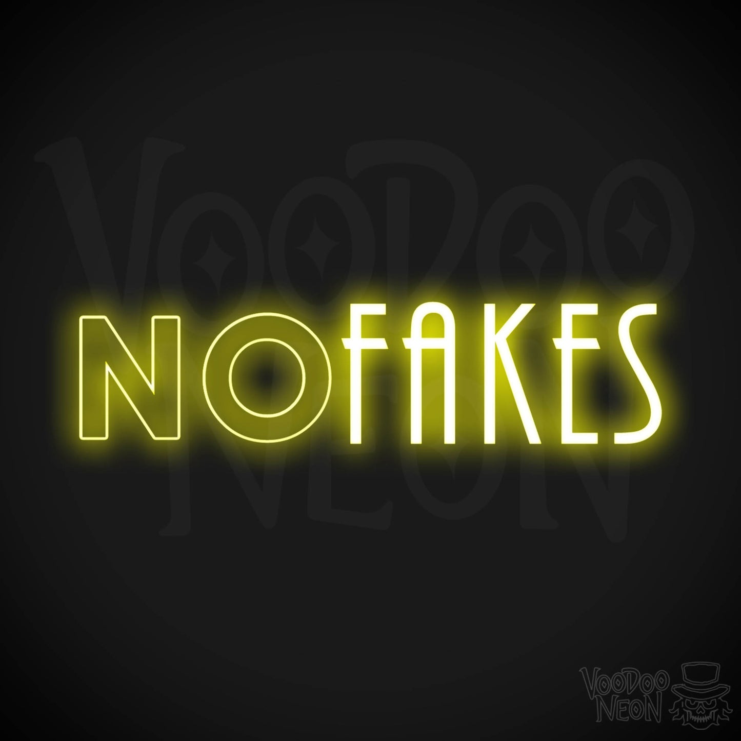 No Fakes Neon Sign - Neon No Fakes Sign - LED Light Wall Art - Color Yellow