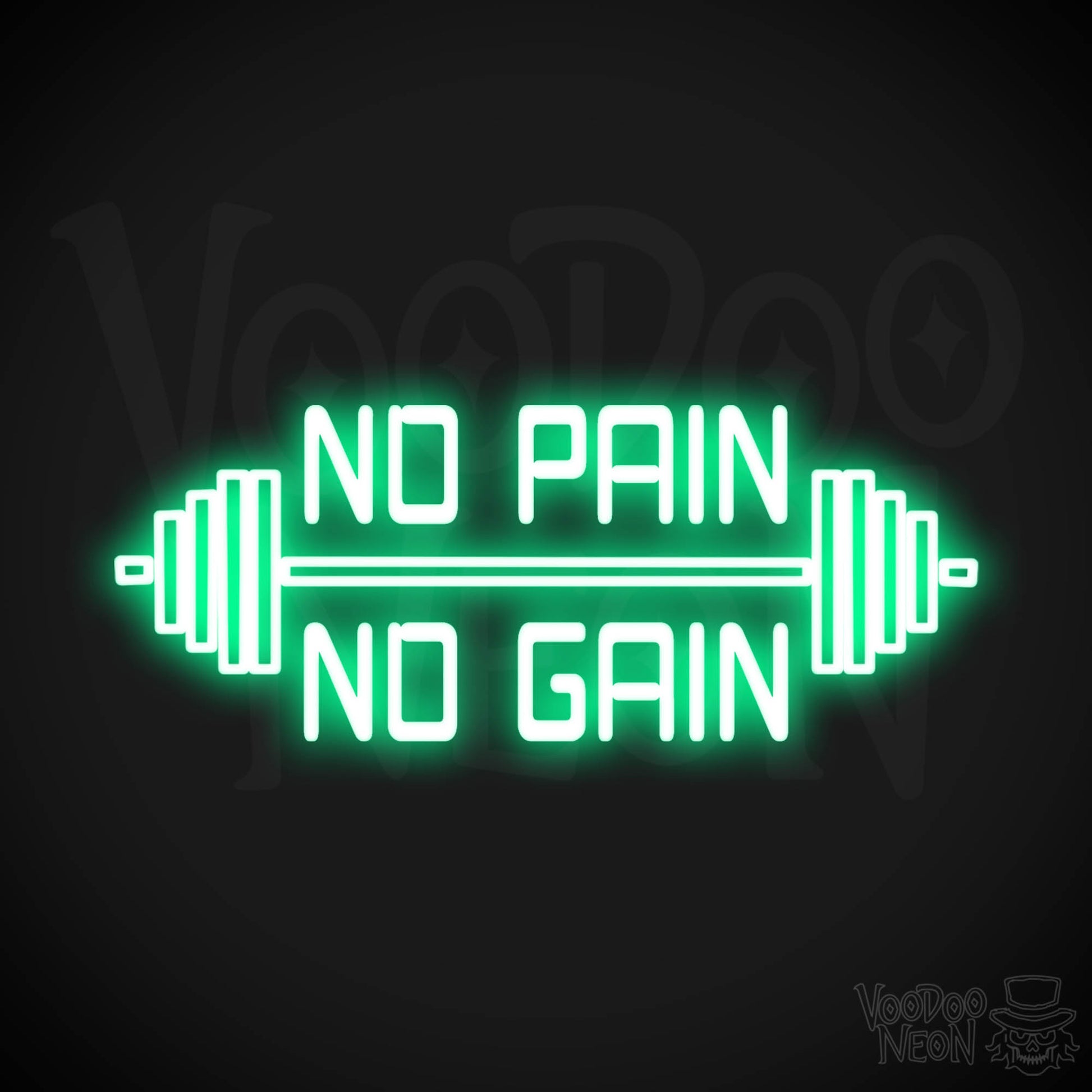 No Pain No Gain Neon Sign - No Pain No Gain Sign - Color Green