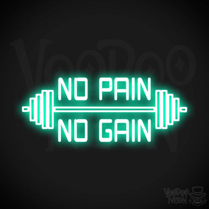 No Pain No Gain Neon Sign - No Pain No Gain Sign - Color Light Green