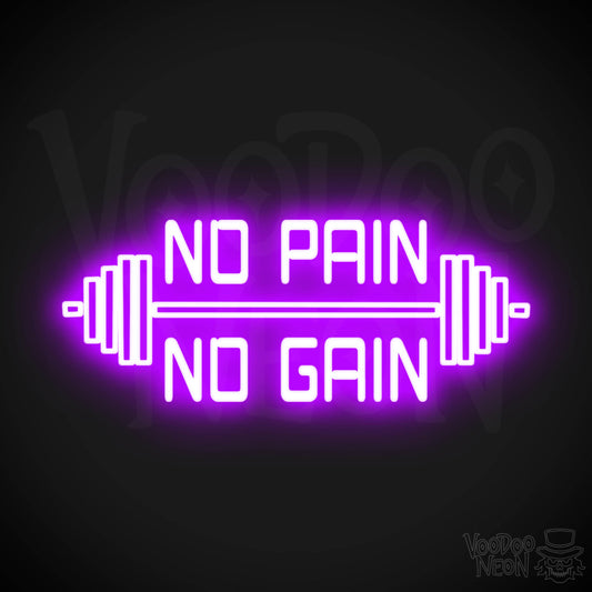 No Pain No Gain Neon Sign - No Pain No Gain Sign - Color Purple