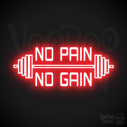 No Pain No Gain Neon Sign - No Pain No Gain Sign - Color Red