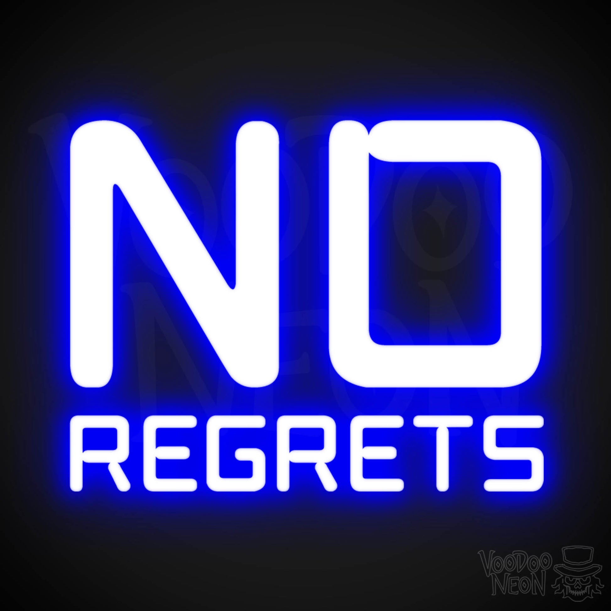 No Regrets Neon Sign - Neon No Regrets Sign - Wall Art - Color Dark Blue