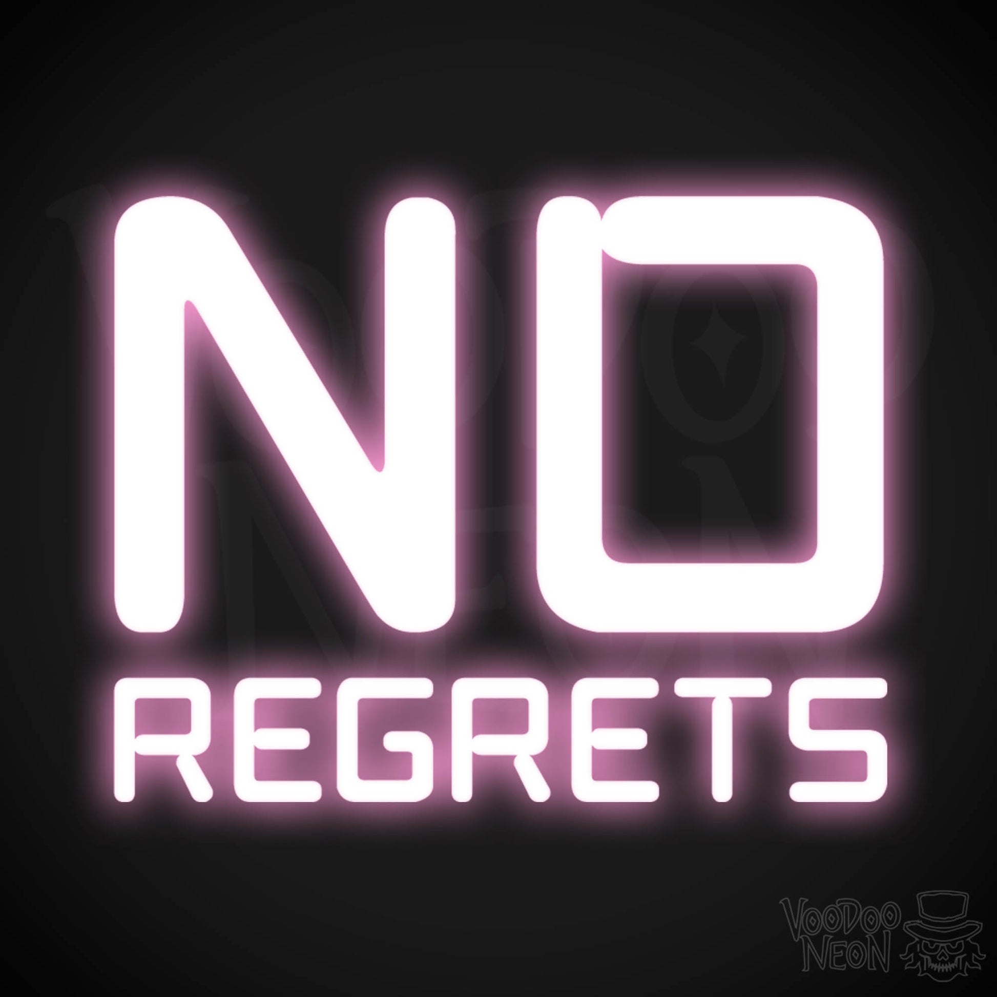 No Regrets Neon Sign - Neon No Regrets Sign - Wall Art - Color Light Pink