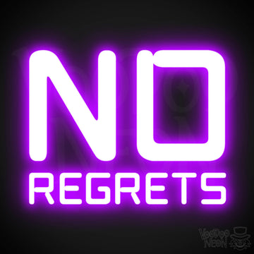 No Regrets Neon Sign - Neon No Regrets Sign - Wall Art - Color Purple